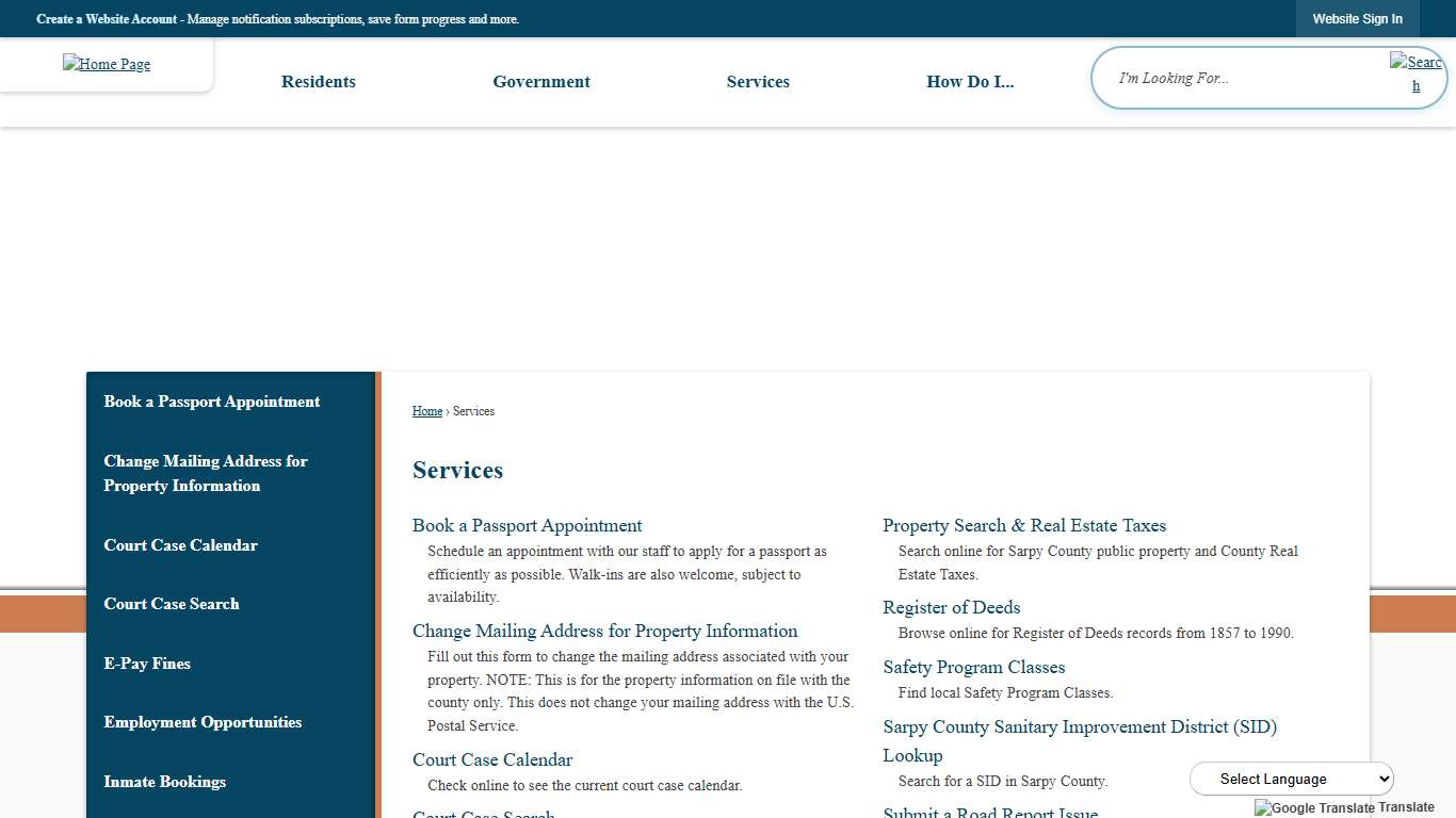 Services | Sarpy County, NE